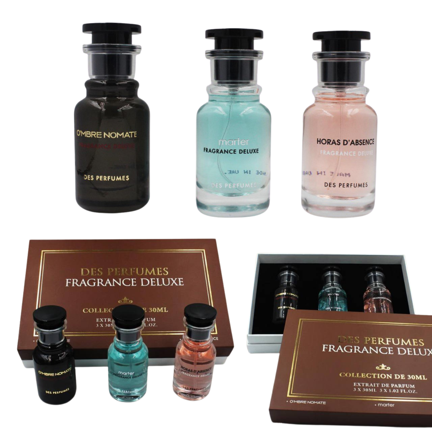 סט בשמים לנשים בהשראת לואי וויטון | Des Perfumes Collection מבית Fragrance Deluxe | אקסטרייט דה פרפיום Extrait de Parfum |מ״ל 3×30